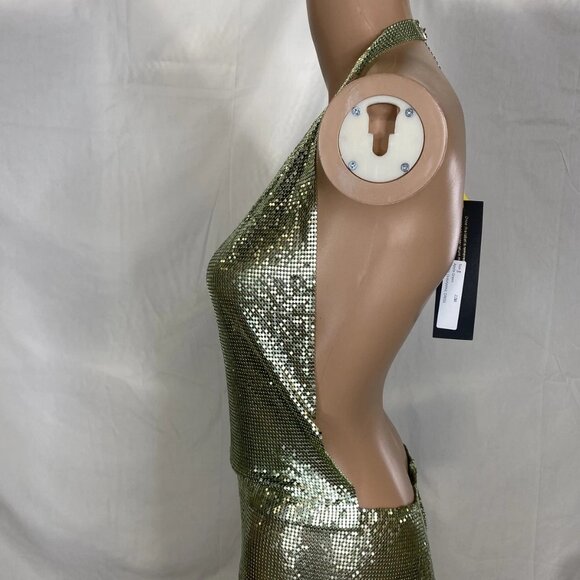 NEW LEMONLUNAR Women’s The Green Chainmail Mini Dress – Apple Green Size S State - Picture 8 of 14